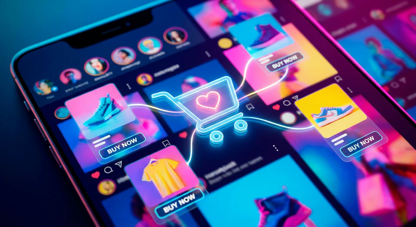 Conceito visual de social commerce