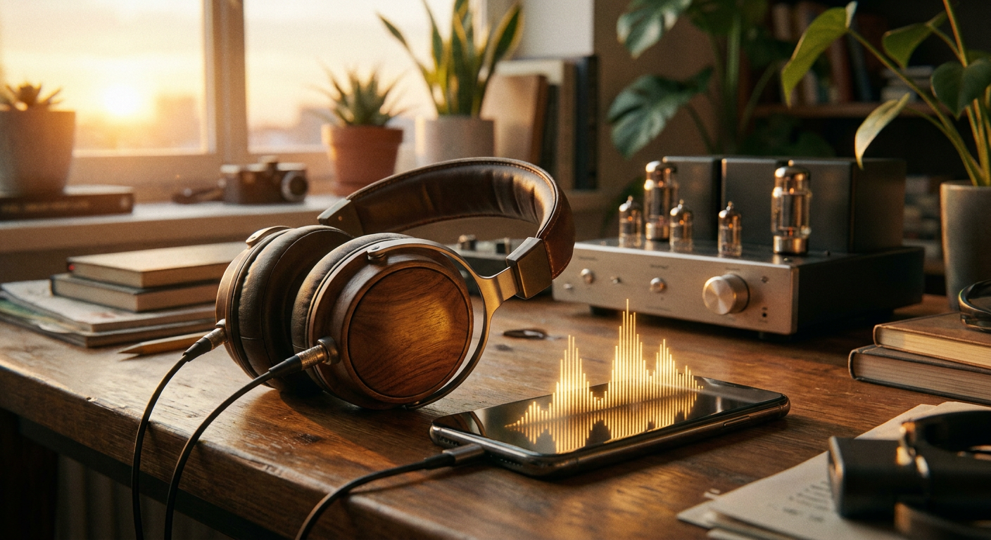Headphones com sound waves