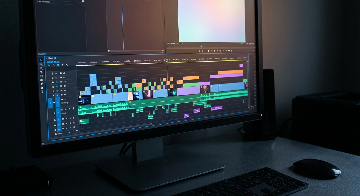 Timeline de edição colorida