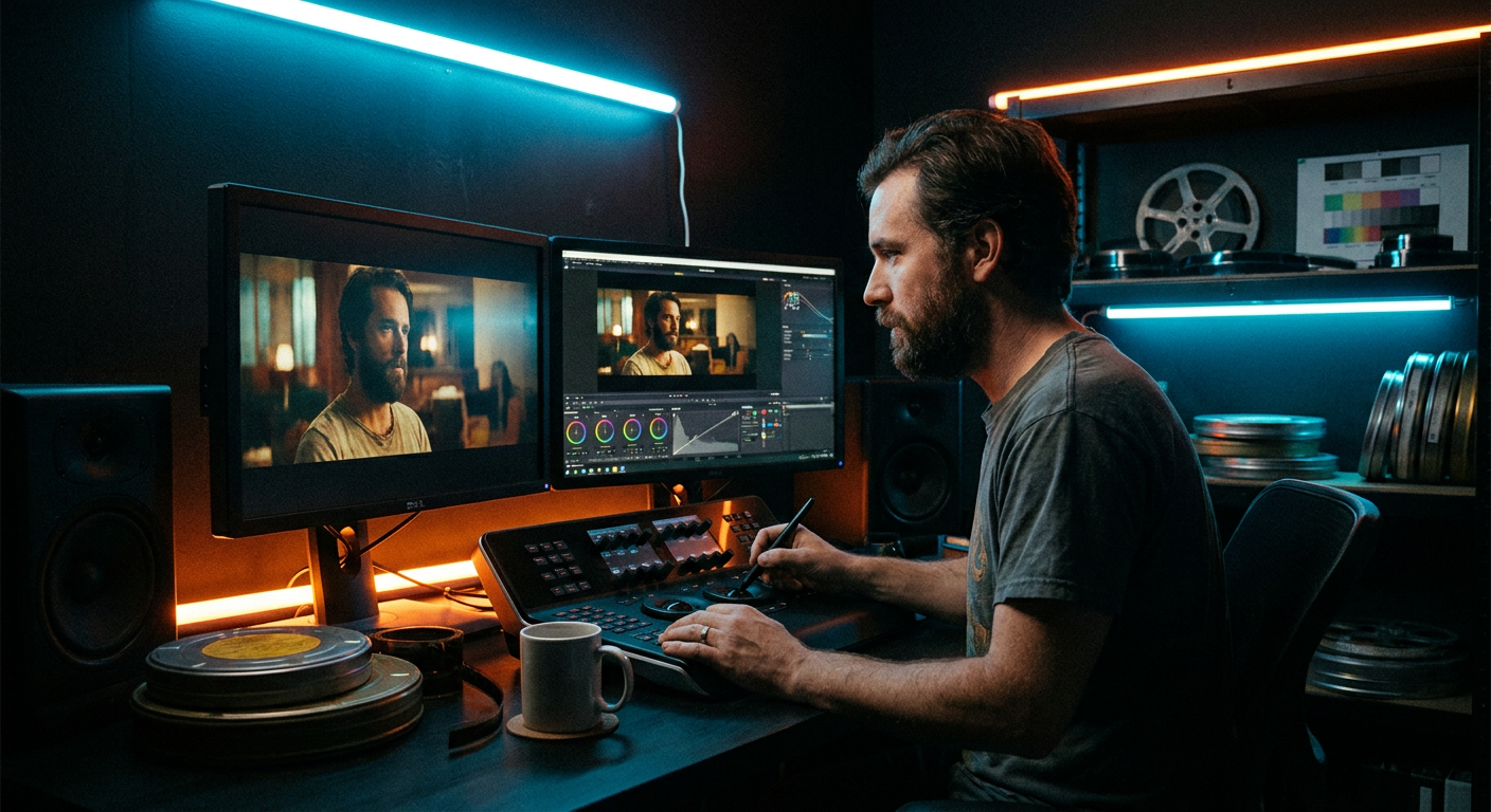 Color grading em monitores duplos
