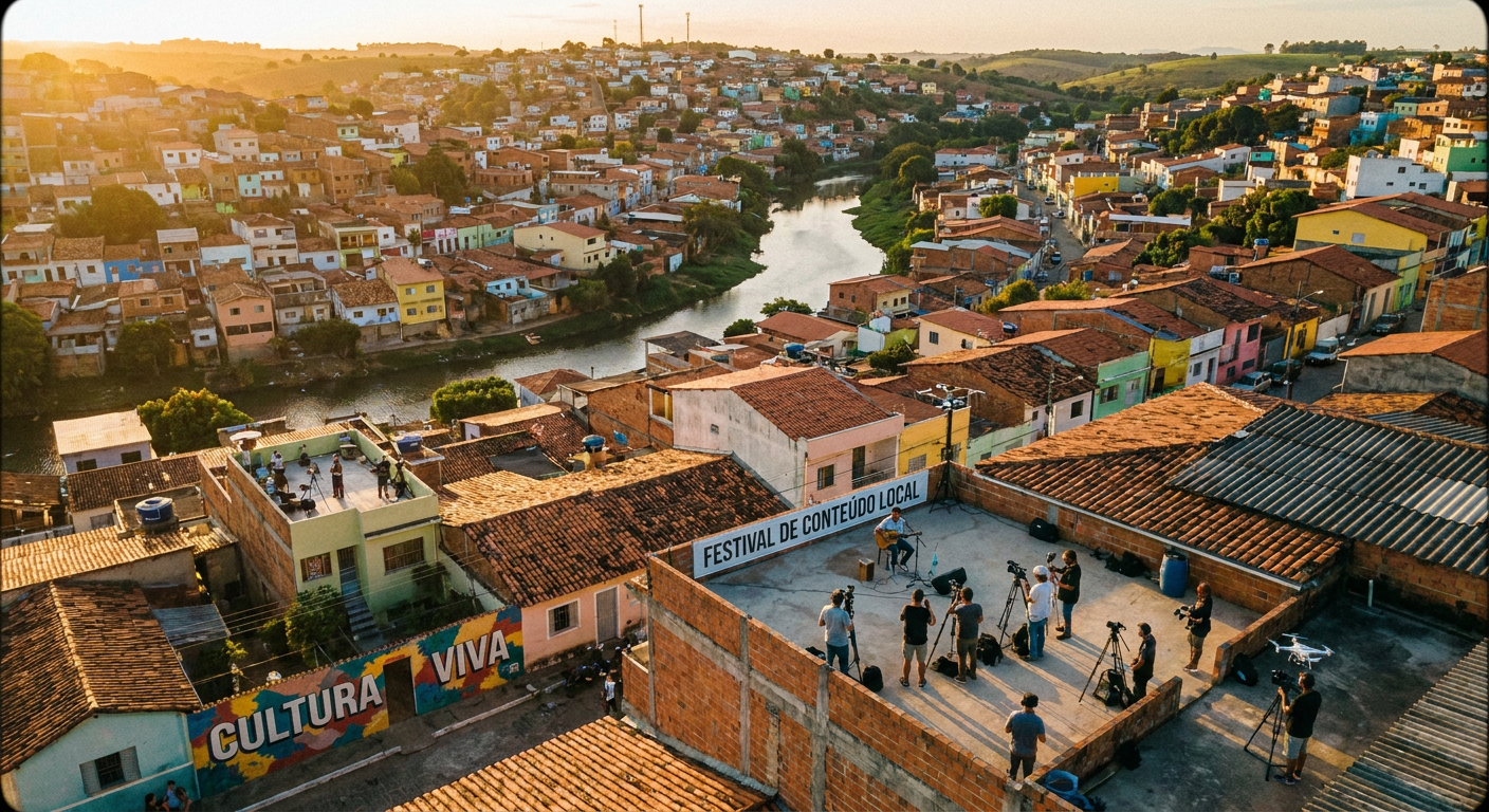 Vista aérea de cidade brasileira pequena