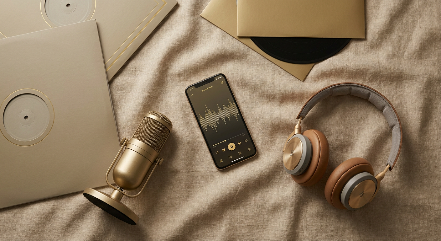 Flat lay vinyl e equipamento