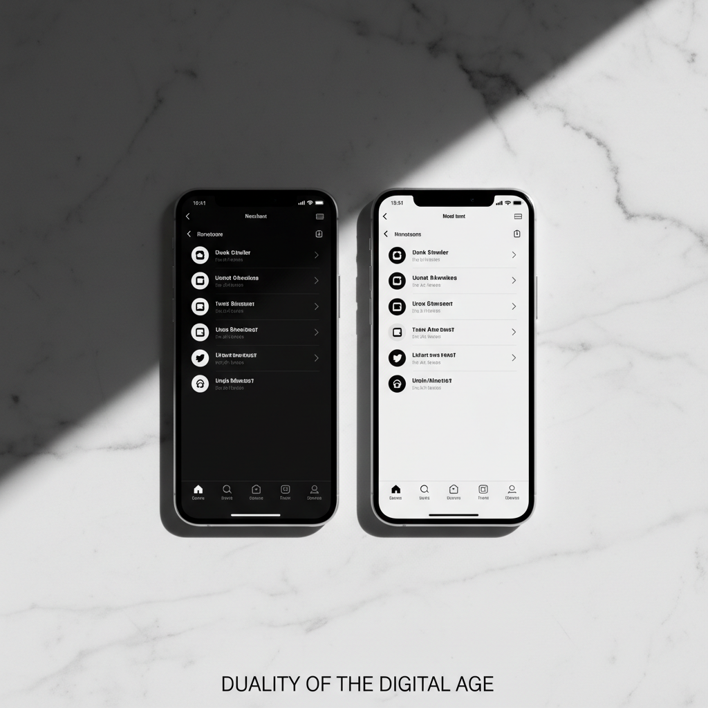 Dois smartphones lado a lado em mármore