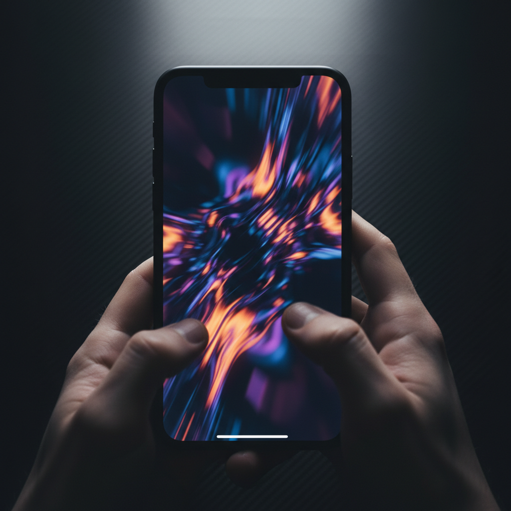 Smartphone vertical exibindo frame de scroll-stopping