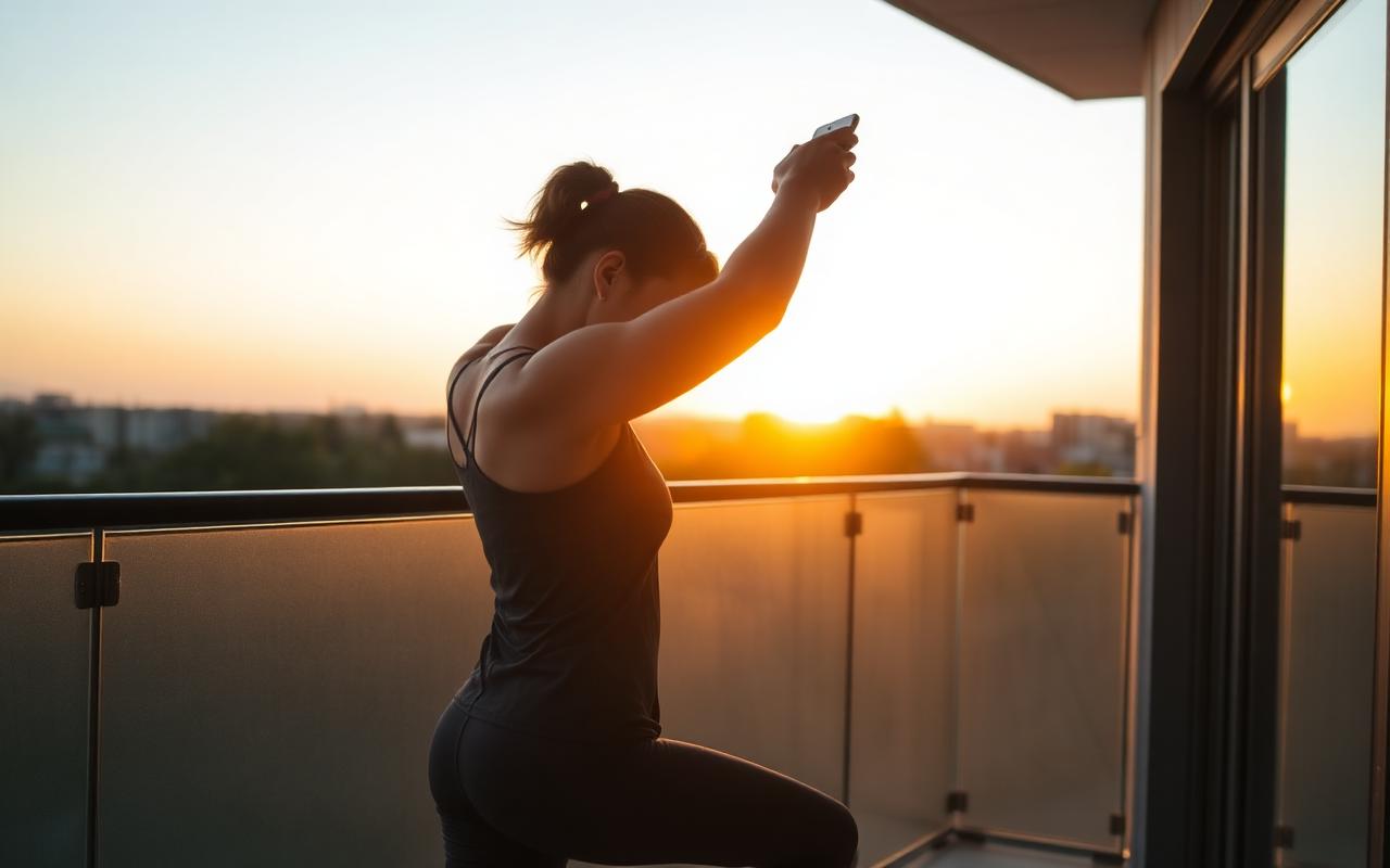 Pessoa fazendo yoga ao nascer do sol