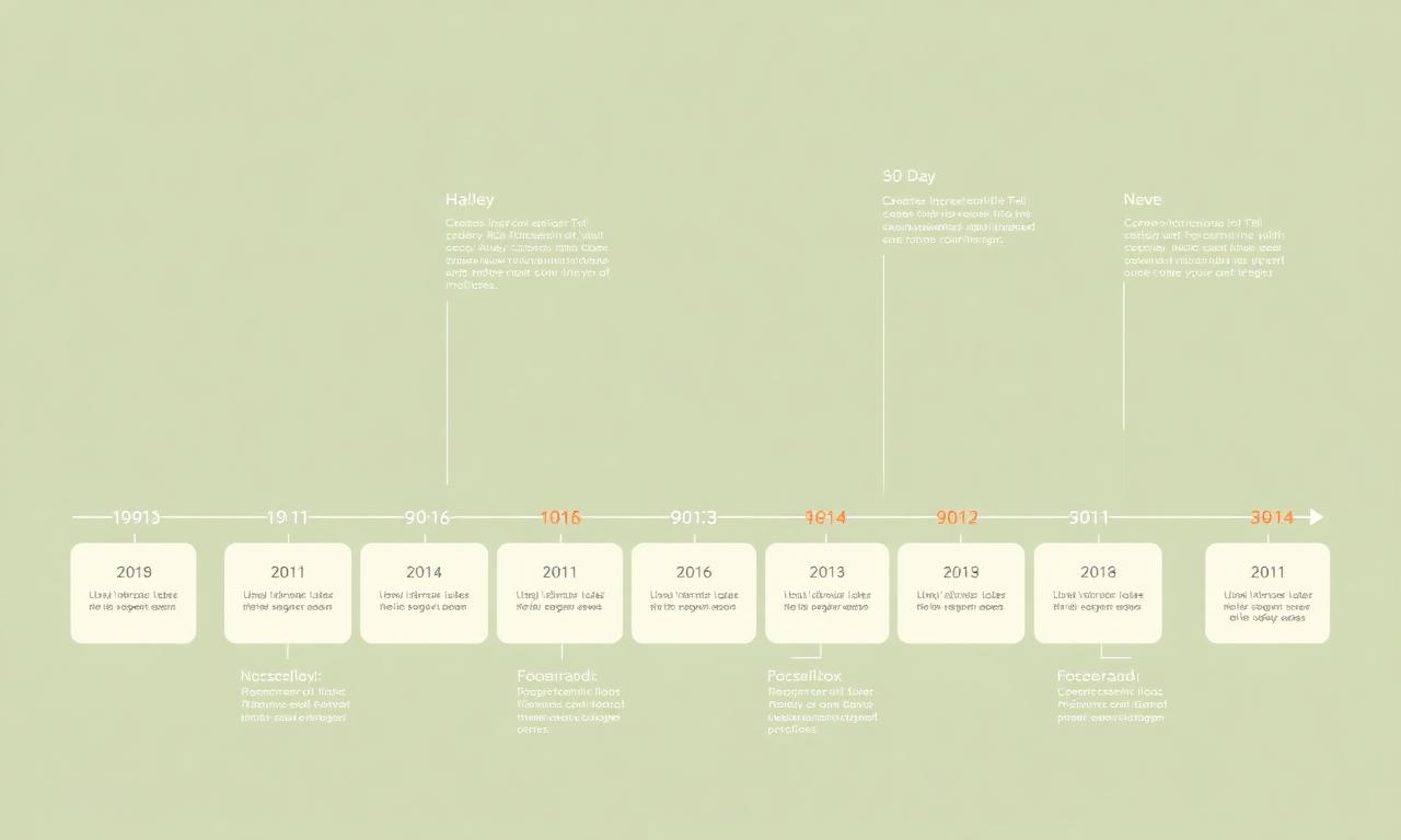 Visualização abstrata de timeline de 90 dias com blocos organizados