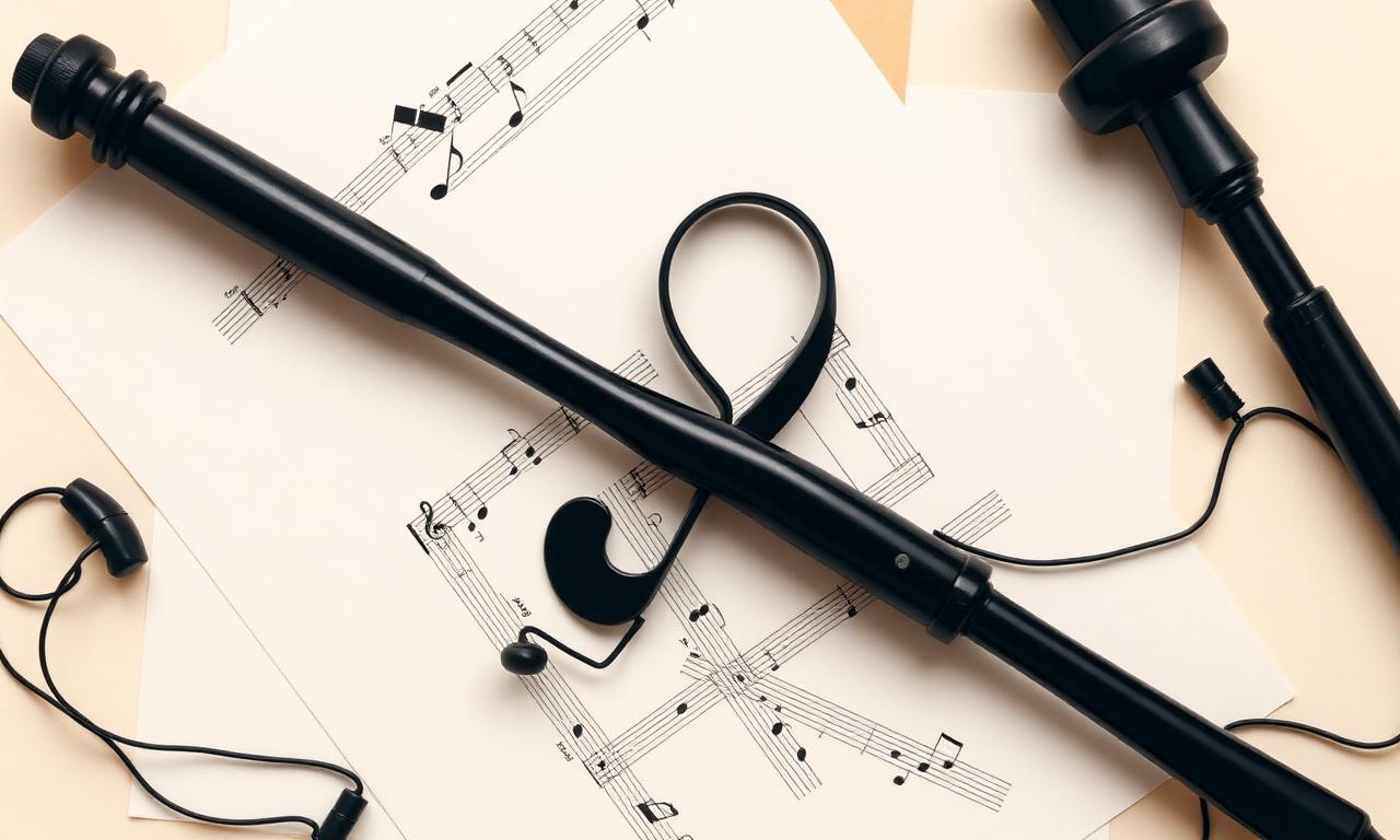 Conceitual de documentos legais e notas musicais entrelaçados