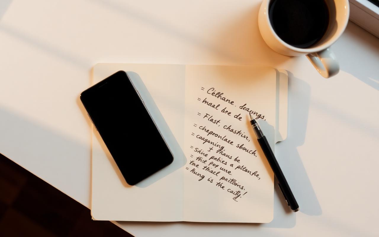 Caderno com anotações de copy