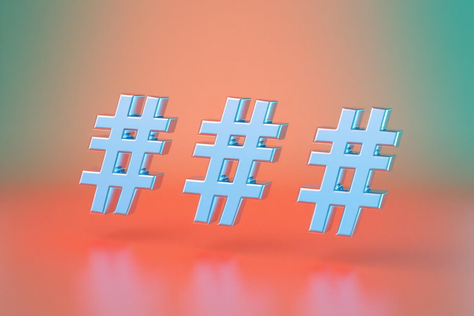 Símbolos de hashtag em 3D