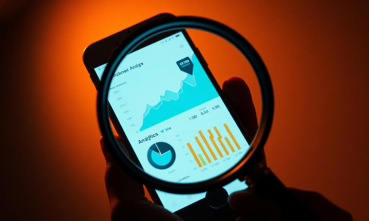 Lupa sobre analytics no celular