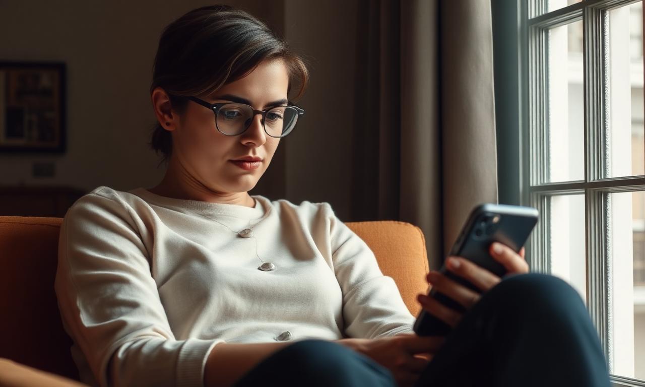 Pessoa lendo comentários no celular