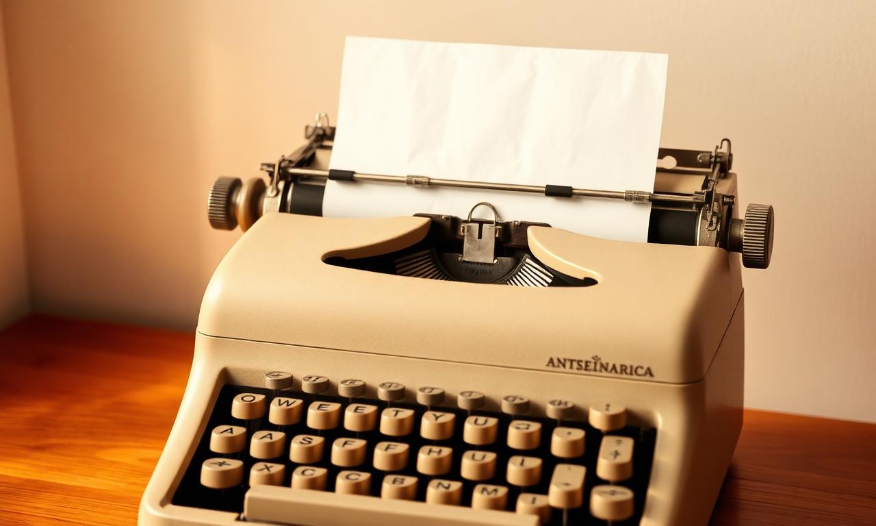 Máquina de escrever vintage com envelope de carta