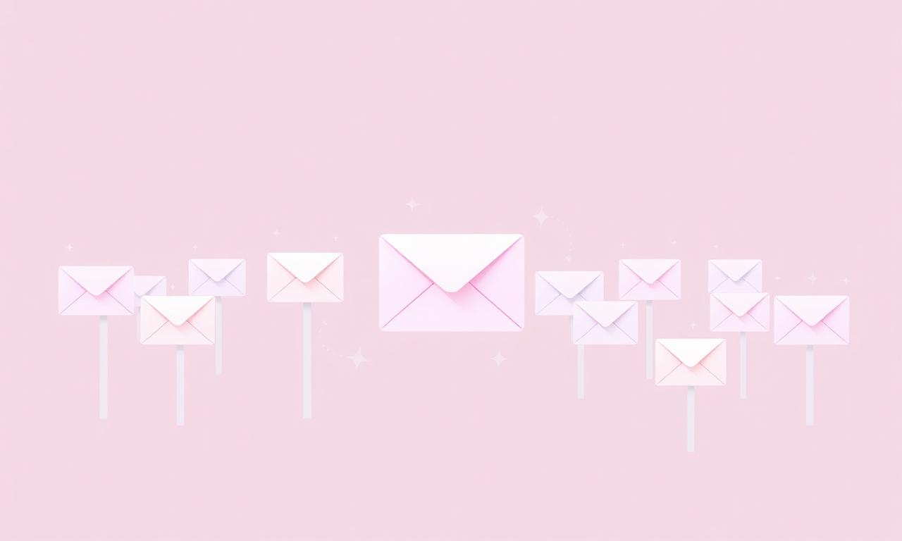 Ilustração minimalista de email sendo entregue a várias caixas