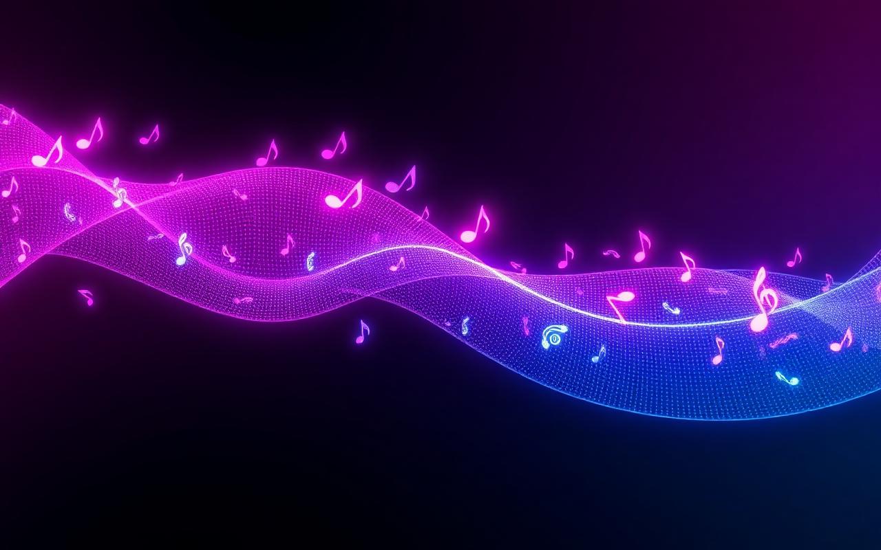 Ondas com notas musicais