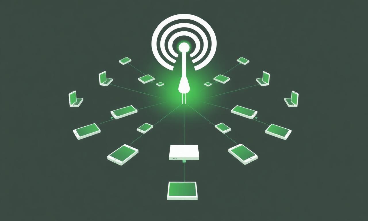 Ilustração de sinal de broadcast alcançando vários dispositivos